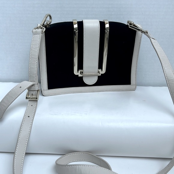 Handbags - MARCIANO color block suede cream and black leather bag very clean condition.